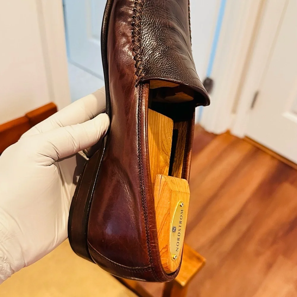 Men's Leather Loafers - Burgundy - Picture 11 of 15